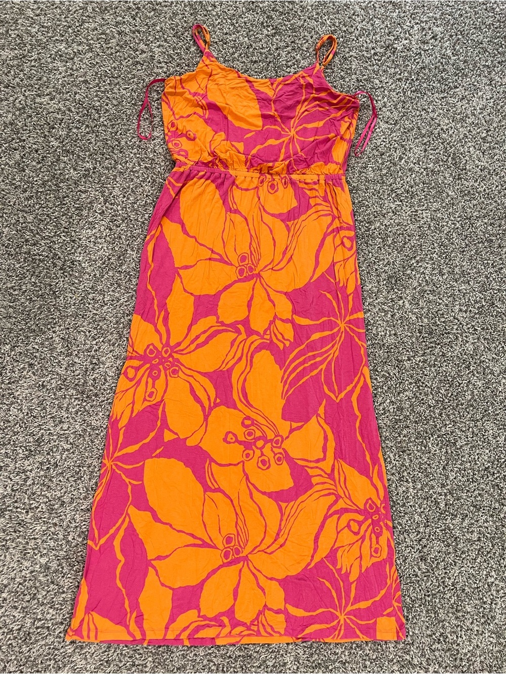 Tori Richard Orange & Pink Floral Maxi Dress